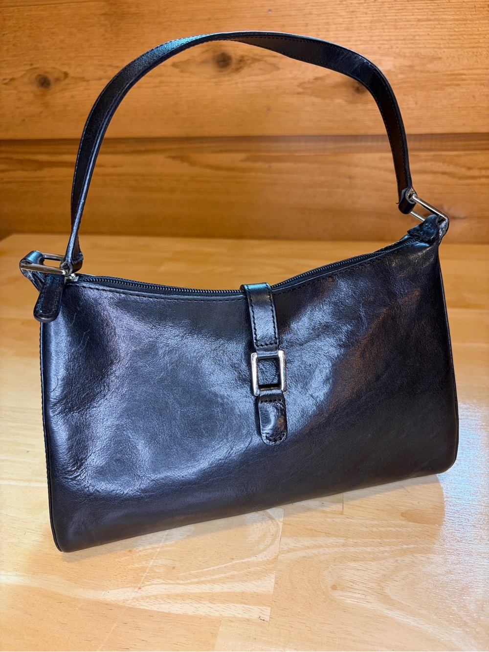 Vintage Y2K Pelle Studio Wilsons Leather Italian Leather Shoulder Bag - Black